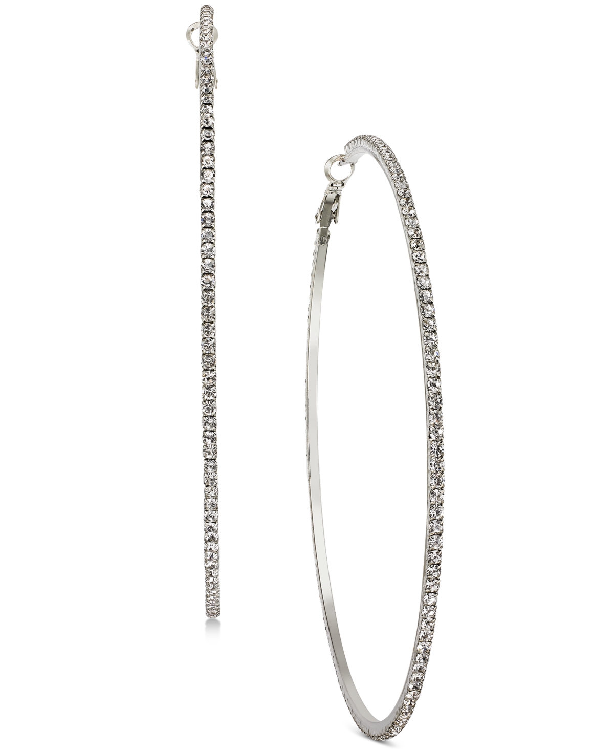 Shop Inc International Concepts Silver-tone Extra-large Pave Hoop Earrings, 3.54", Created For Macy's