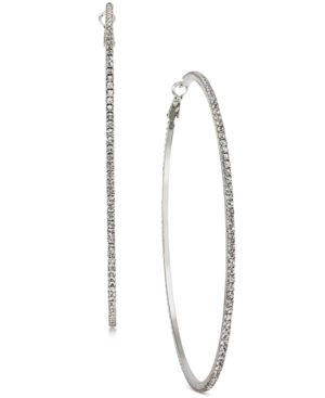 image of Thalia Sodi Silver-Tone Pave Large Extra Large Hoop Earrings, Created for Macy-s