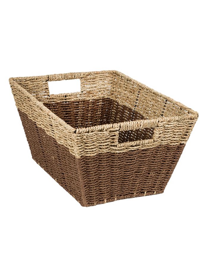 Honey Can Do Set of 3 Rectangle Nesting Seagrass Baskets with BuiltIn Handles Macy's