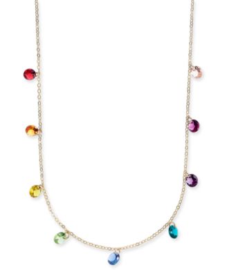 INC International Concepts - Gold-Tone Crystal Rainbow Shaky Statement Necklace, 16" + 3" extender