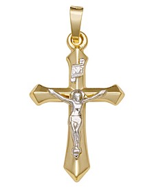 Crucifix Cross Pendant in 14k Yellow and White Gold