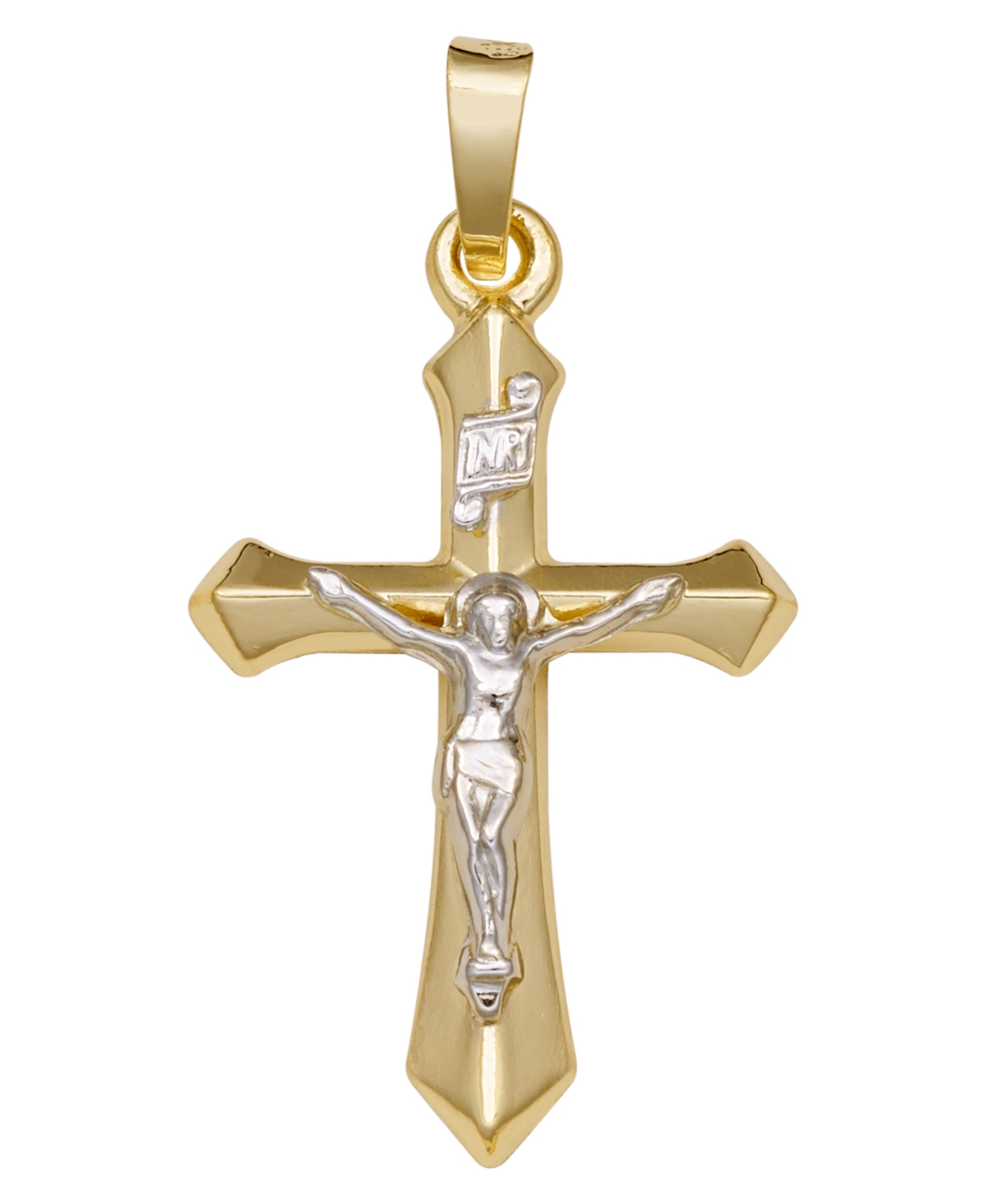 Macy's Crucifix Cross Pendant In 14k Yellow And White Gold