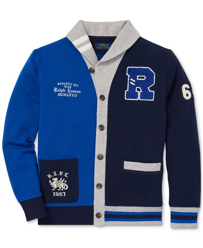 Polo Ralph Lauren Big Boys Twill Terry Letterman Cardigan & Reviews -  Sweaters - Kids - Macy's
