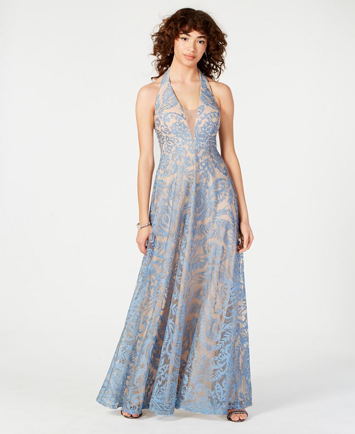 Speechless Juniors' Embroidered Halter Gown & Reviews - Dresses - Women ...
