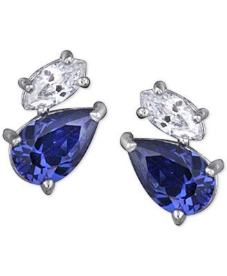 Giani Bernini - Imitation Tanzanite and Cubic Zirconia Stud Earrings in Sterling Silver