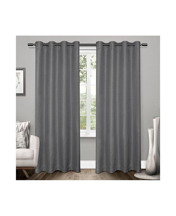 Exclusive Home Tweed Textured Linen Blackout Grommet Top Curtain Panel