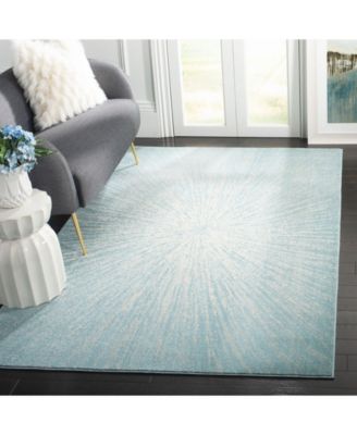 Evoke EVK228 Aqua and Ivory 5'1" x 7'6" Area Rug