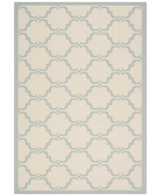 Courtyard CY6009 Beige and Aqua 5'3" x 7'7" Sisal Weave Outdoor Area Rug