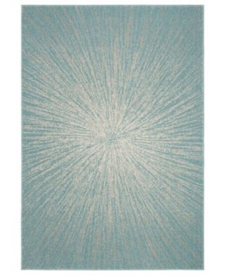 Evoke EVK228 Aqua and Ivory 5'1" x 7'6" Area Rug