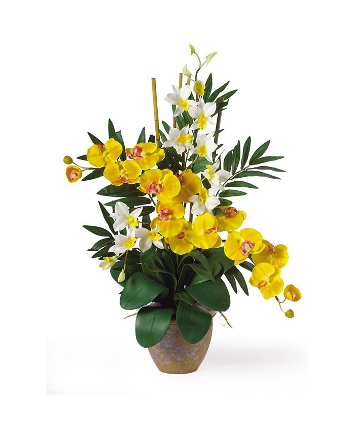 Nearly Natural Double Phalaenopsisdendrobium Silk Flower Arrangement Macys 8352