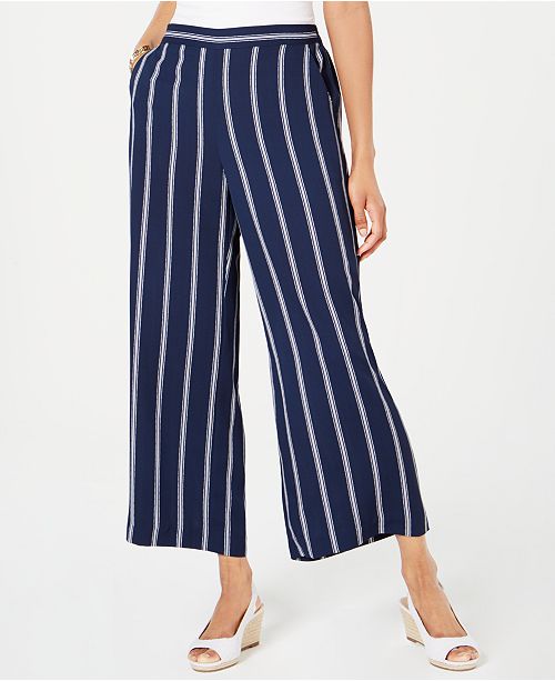 Charter Club Striped Cropped Wide-Leg Pants, Created for Macy's ...