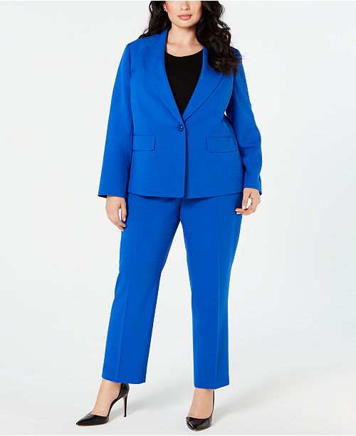 Le Suit Plus Size Single Button Notch Collar Pantsuit Reviews