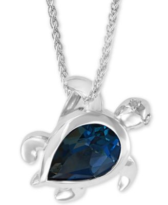 blue topaz turtle necklace