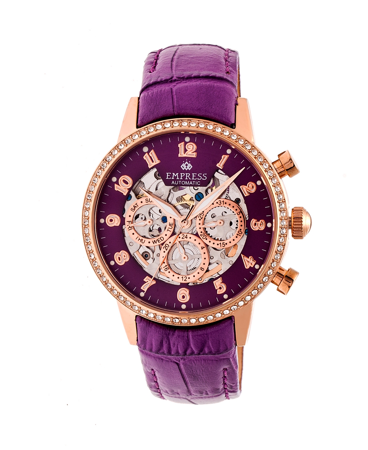 Beatrice Automatic Purple Leather Watch 38mm - Purple
