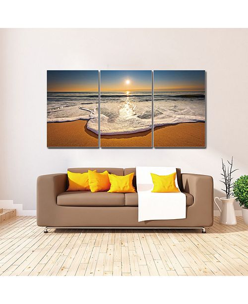 Wallpaper Chic Home Decor Sunset 3 Piece Wrapped Canvas Wall Art Beach Scene For Free