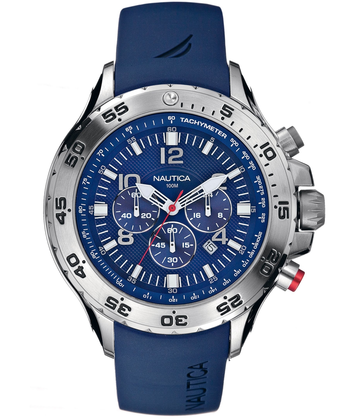 Shop Nautica Men's N14555g Nst Chrono Blue Resin Strap Watch In Blue,silver