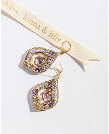 lonna & lilly - Pav&eacute; & Stone Beaded Chandelier Earrings