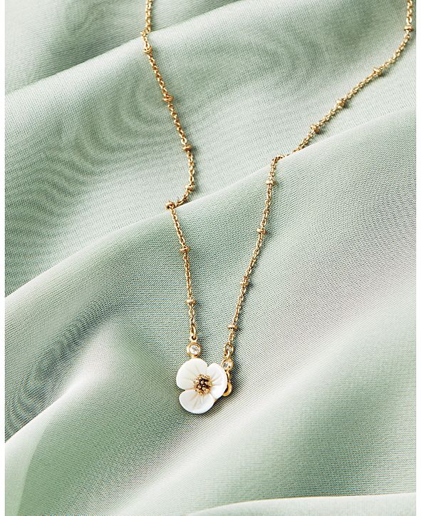 lonna & lilly Gold-Tone Crystal & Imitation Mother-of-Pearl Flower ...