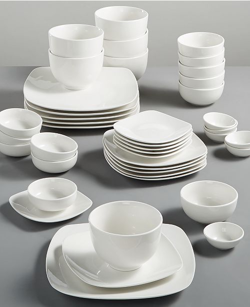 white porcelain dinnerware square set