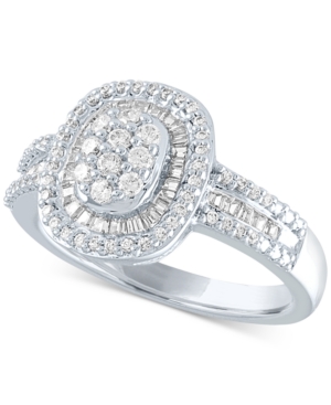 image of Diamond Oval Cluster Ring (1/2 ct. t.w.) in Sterling Silver