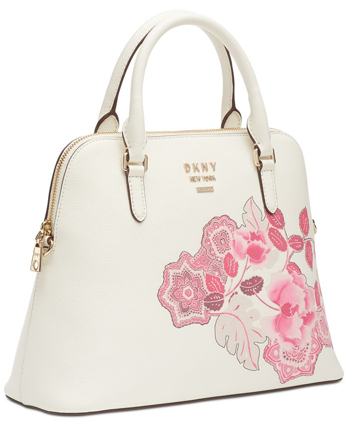 DKNY Whitney Leather Floral Dome Satchel, Created for Macy's & Reviews ...