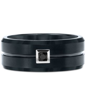 Men's Black Tungsten Ring, Black Diamond Wedding Band (1/10 ct. t.w.) 