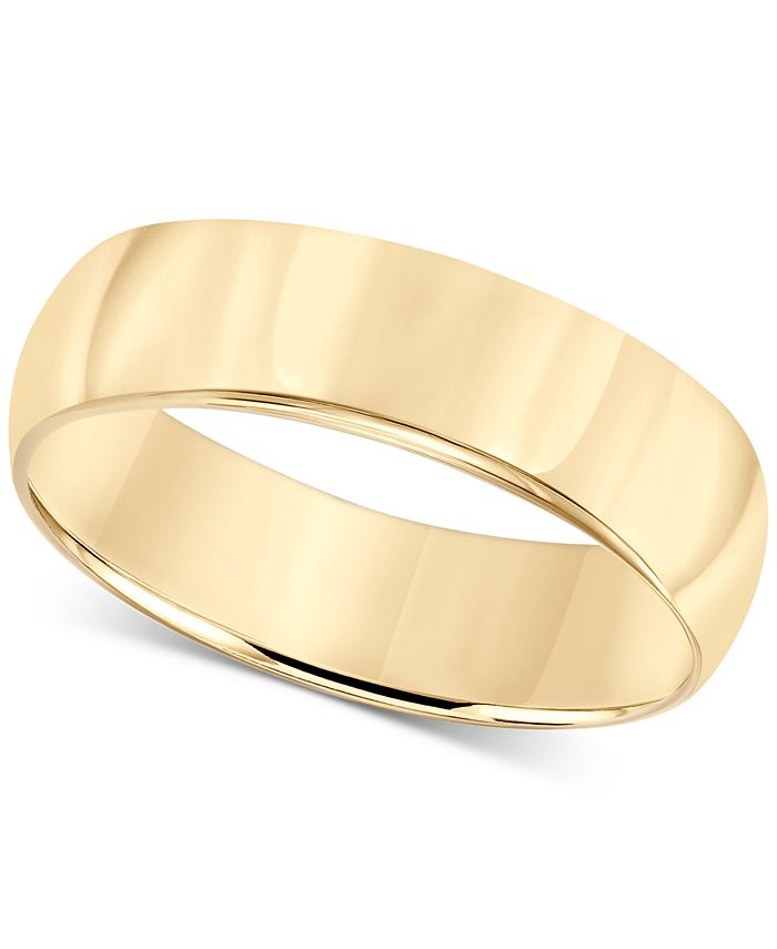 14K Gold Men's Wedding Band 6MM 14K Gold Wedding Ring 