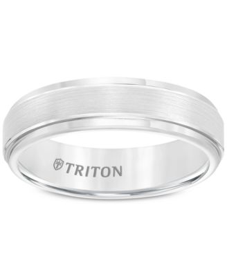 Men's White Tungsten Carbide Ring, Comfort Fit Wedding Band (6mm)