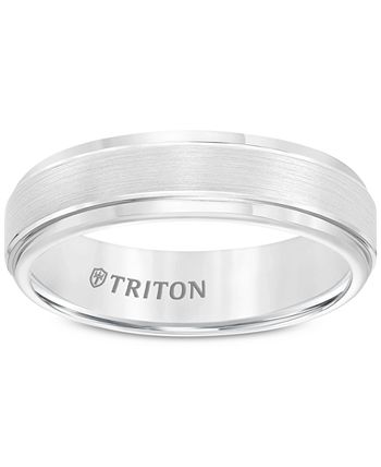Triton - Men's White Tungsten Carbide Ring, Comfort Fit Wedding Band (6mm)