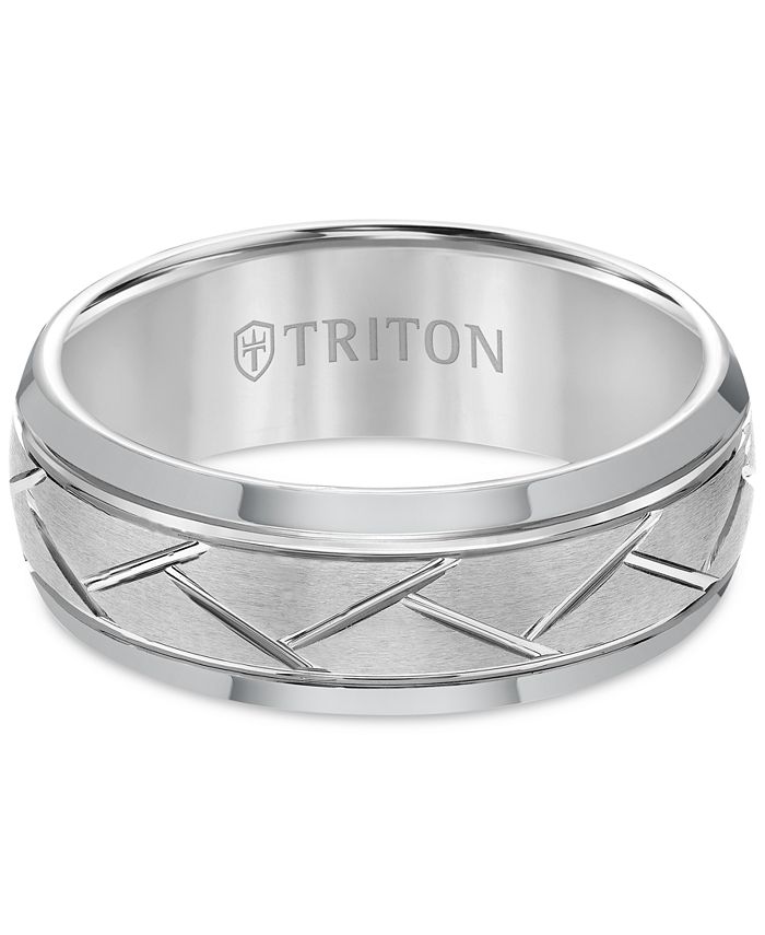 Triton - Tungsten Carbide 8mm Diagonal Accent Ring