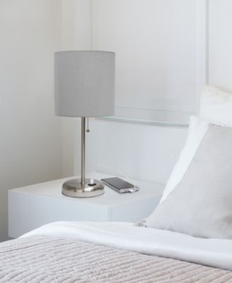 Lime Lights Stick Lamp with USB charging port and Fabric Shade