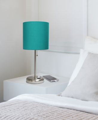 Lime Lights Stick Lamp with USB charging port and Fabric Shade
