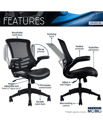 RTA Products - Techni Mobili Stylish Mid-Back Mesh Office Chair, Quick Ship