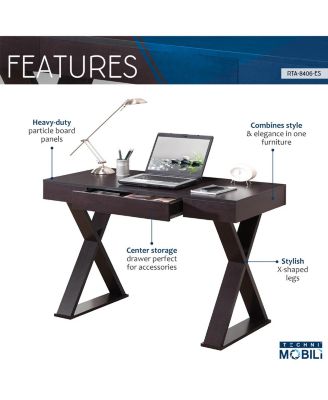 techni mobili trendy writing desk with drawer in espresso