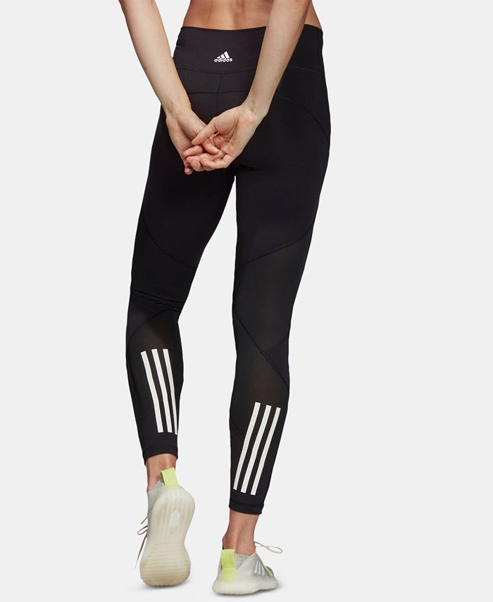 adidas Women Lightweight High Rise 3-Stripe Mesh 7/8 Leggings Black Size L