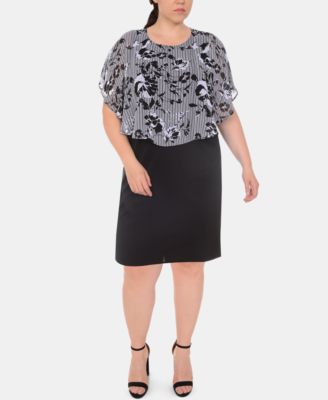 NY Collection - Plus Size Popover Poncho Dress