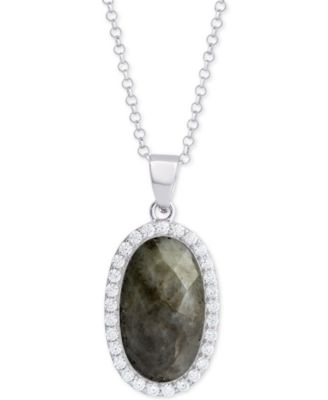 Labradorite Necklace with Cubic Zirconia Halo Labradorite Necklace with Cubic Zirconia Halo