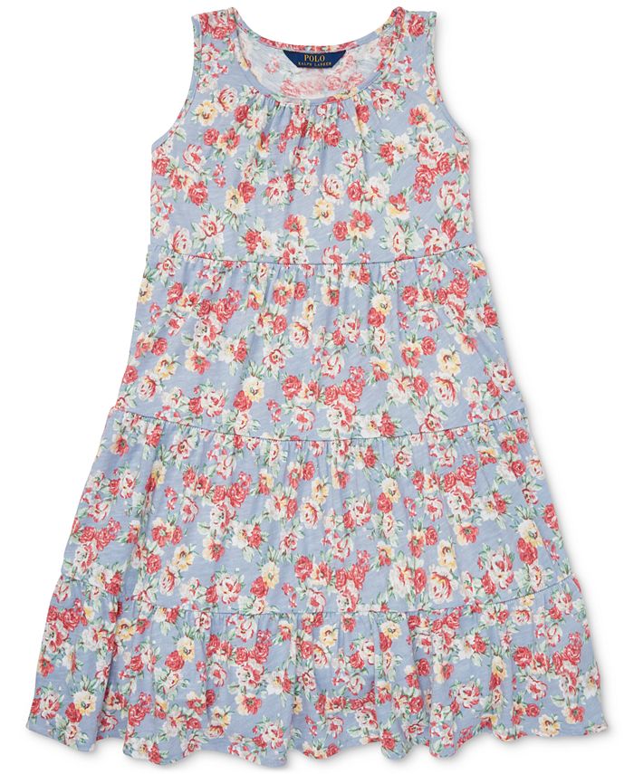 Polo Ralph Lauren Big Girls Floral Cotton Jersey Dress - Macy's