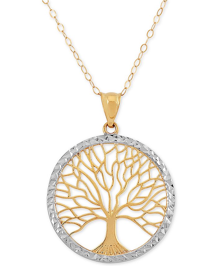 Italian Gold Family Tree Two Tone 18