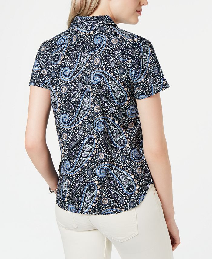 Tommy Hilfiger Pacific Paisley Button-Up Camp Shirt & Reviews - Tops ...