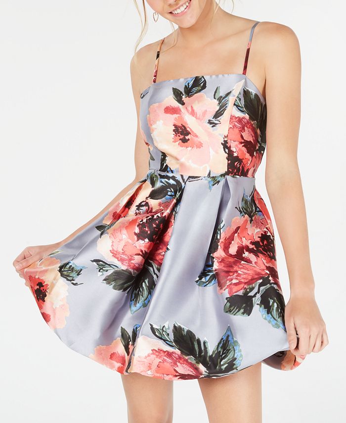 Crystal Doll Juniors Floral Bubble Hem Dress Macy s