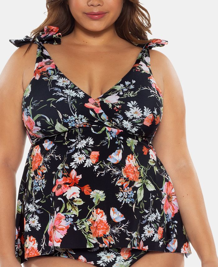 Becca ETC Plus Size French Valley Tankini Top - Macy's