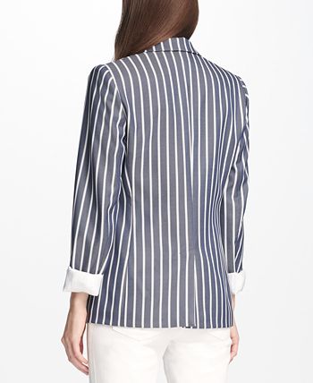 DKNY Women's Pinstripe One Button Blazer Blue Size 18