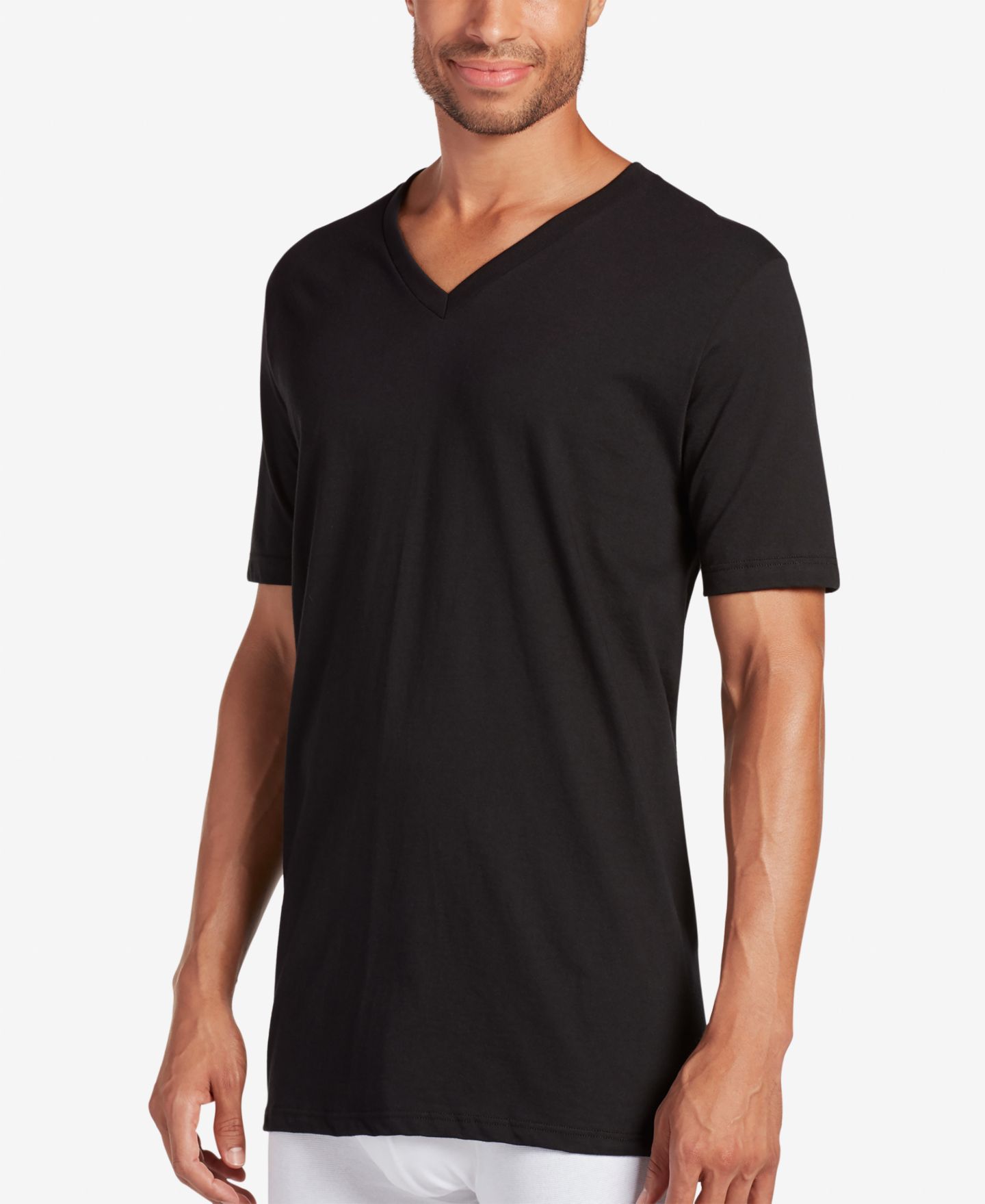 Мужские топы Jockey Big & Tall Classic Tagless V-Neck Undershirt 2-pack, цвет: Чёрный — фото 2