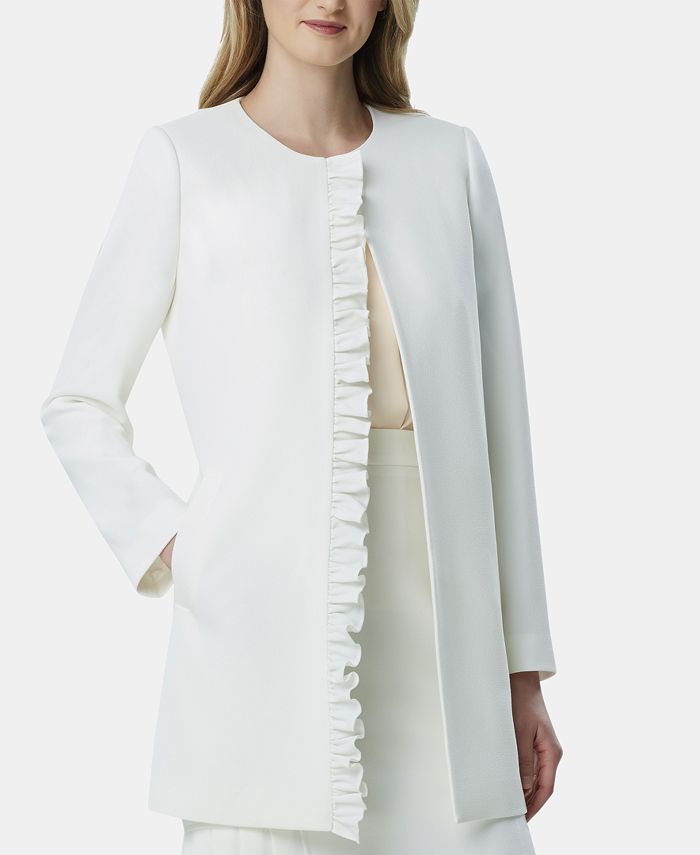 Tahari ruffle coat new arrivals