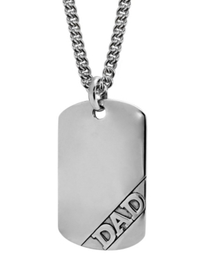 image of Sutton Sterling Silver Dad Dog Tag Pendant Necklace