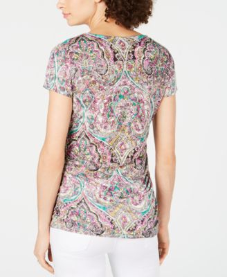 INC International Concepts INC Ruched-Side Short-Sleeve Top, Created ...
