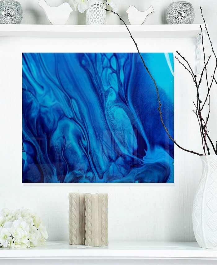 Design Art Designart 'Dark Blue Abstract Acrylic Paint Mix' Abstract
