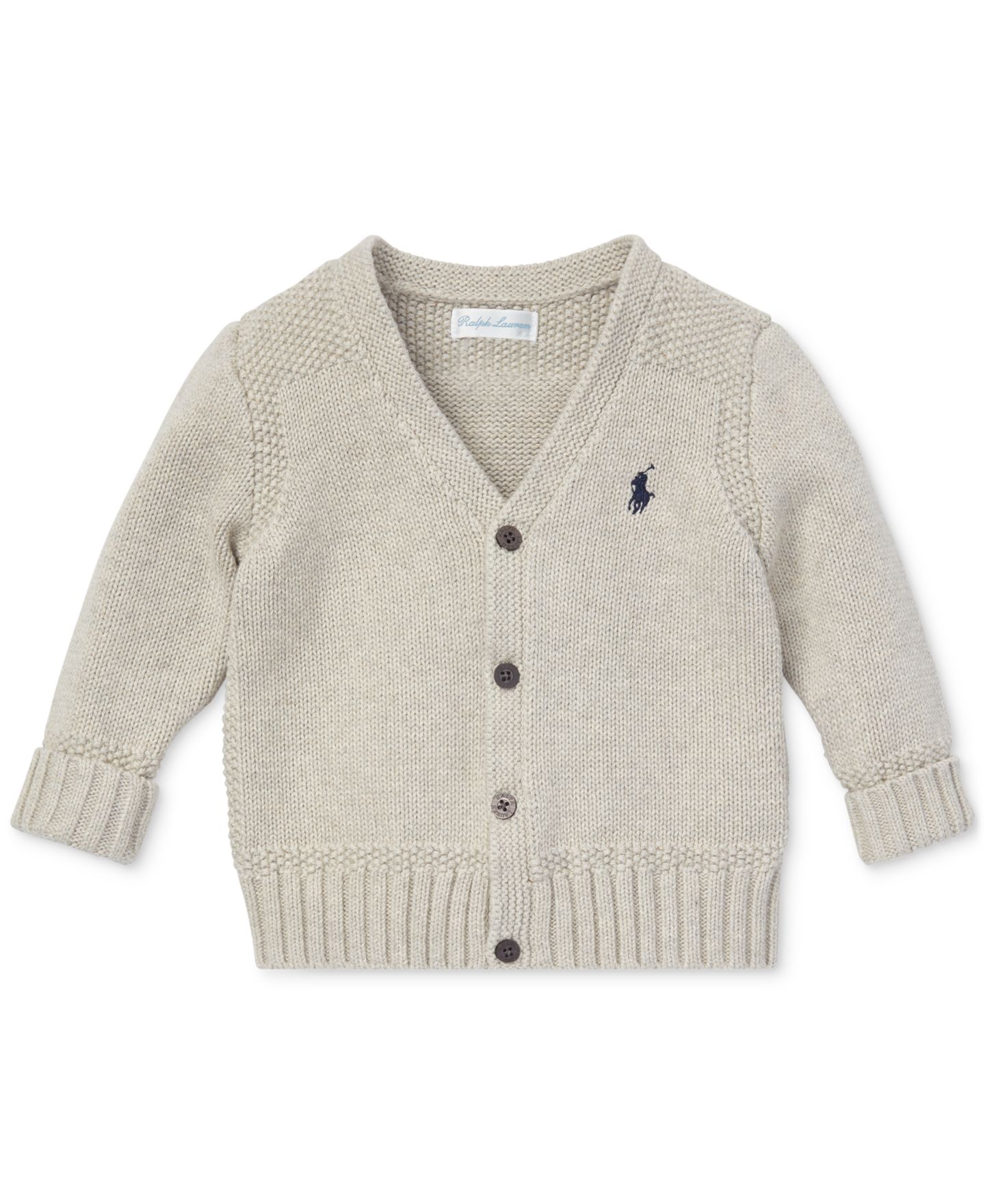Кардиган Polo Ralph Lauren Combed Cotton V-Neck Cardigan для мальчиков-малышей, цвет: Светлый меланжевый — фото 1