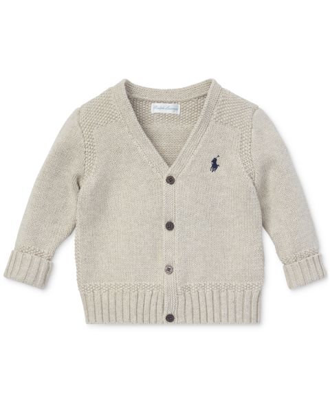 Кардиган Polo Ralph Lauren Combed Cotton V-Neck Cardigan для мальчиков-малышей, цвет: Светлый меланжевый